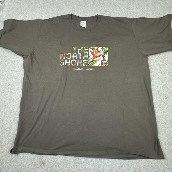 Port & Company Other - The North Shore Haleiwa Hawaii T-Shirt Gray Mens 3XL Floral‎ Graphic